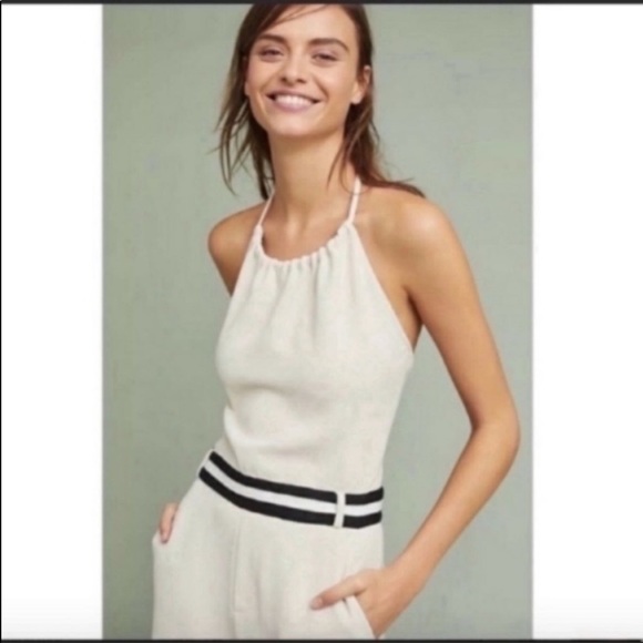 NWT-Anthropologie Sporty Chic Feminine Hepburn-Esque Wide Leg Low Back Jumpsuit - Picture 13 of 13